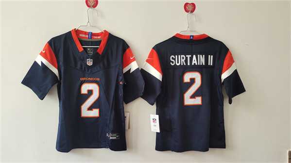 Womens Denver Broncos #2 Pat Surtain II Navy 2024 F.U.S.E. Vapor Stitched Jersey